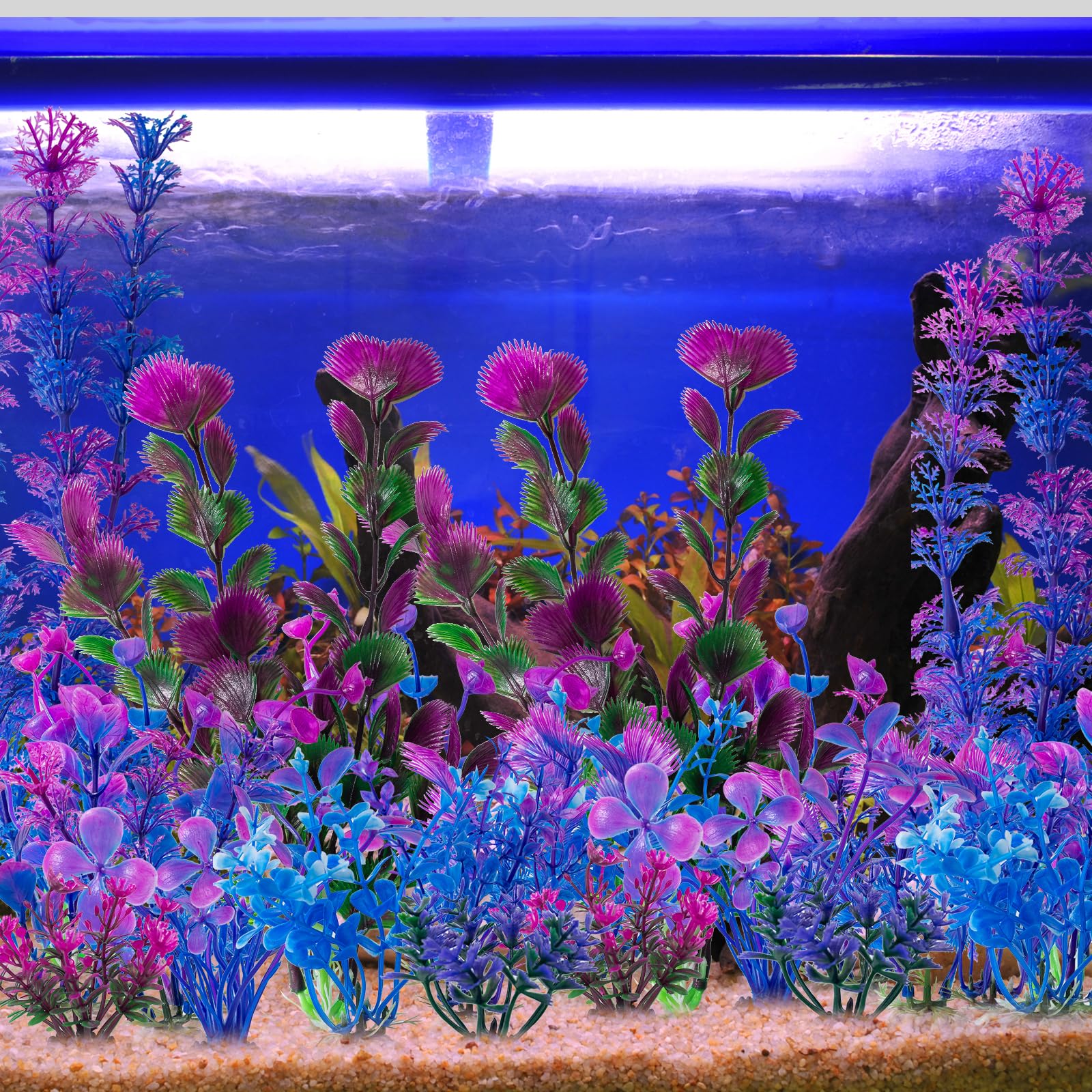 COMSUN plantas artificiales para acuario, sin mantenimiento necesario.