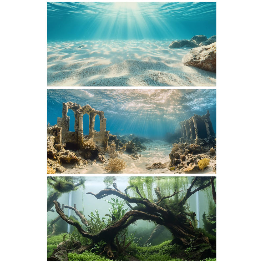 Fondo COMSUN con ruinas submarinas para mayor profundidad visual en tu acuario.