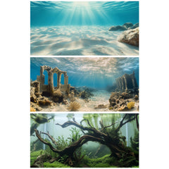 Fondo COMSUN con ruinas submarinas para mayor profundidad visual en tu acuario.