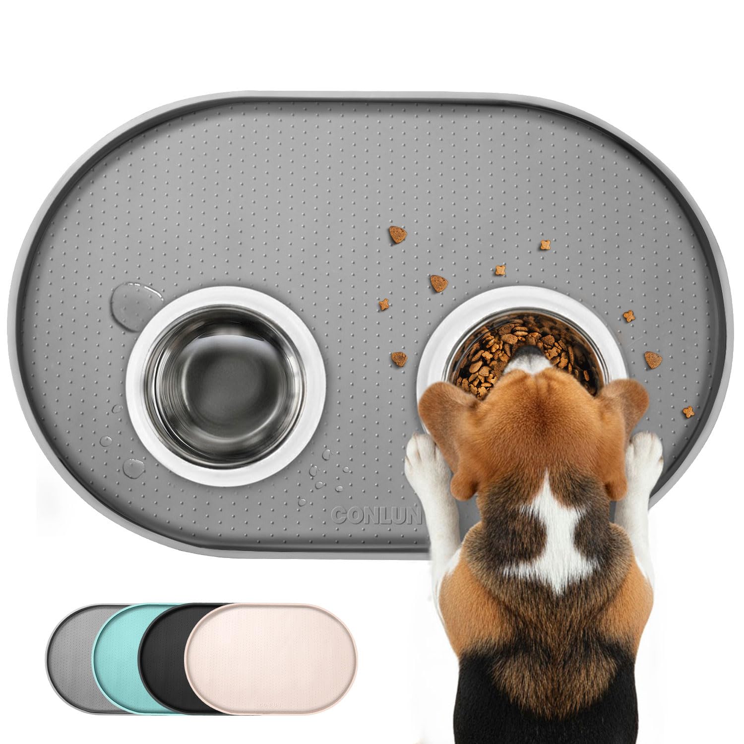 Almohadilla Conlun 24x16 oval: cuencos en área limpia para mascotas.