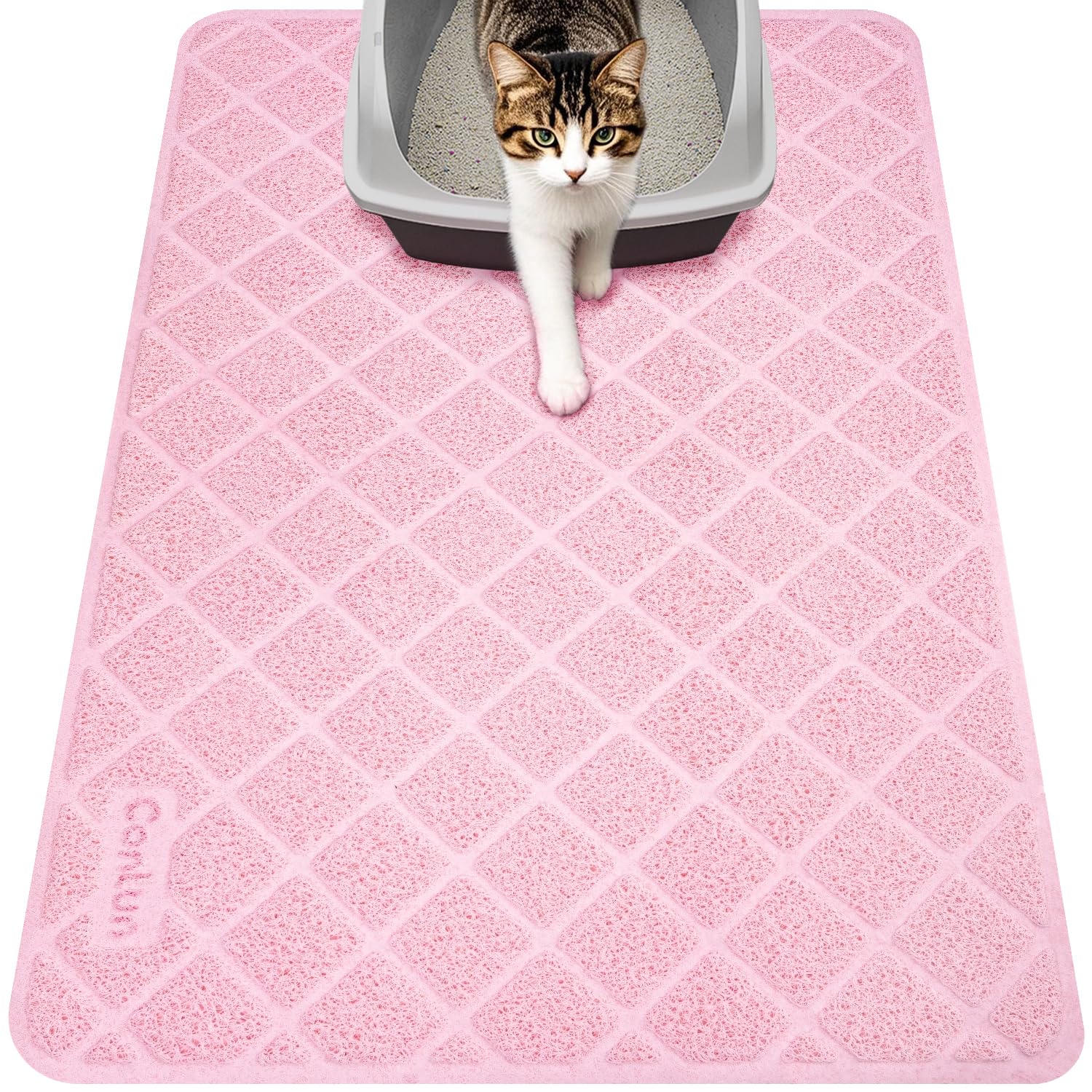 Conlun almohadilla para arena de gatos rosa con control de derrames.