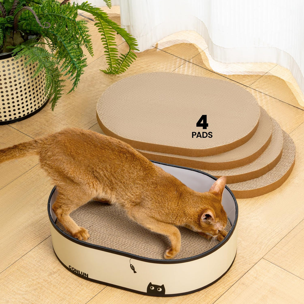 Conlun caja rasca-gato con 4 tableros doble cara para juego y relax