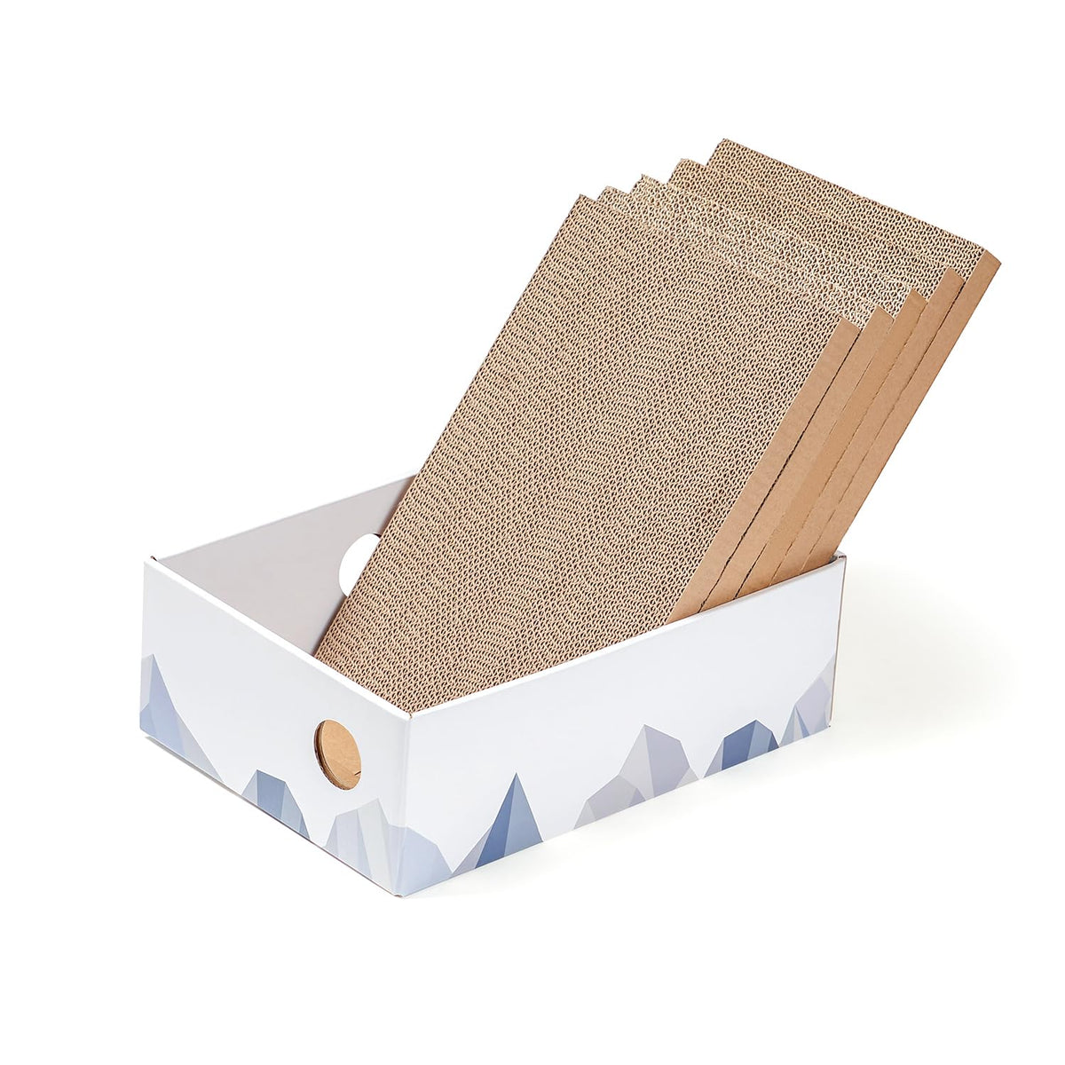Conlun caja rasca gato, dos usos, ideal para descanso y juego en interiores.
