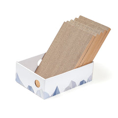 Conlun caja rasca gato, dos usos, ideal para descanso y juego en interiores.
