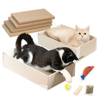 Conlun caja rascador para gatos con cuatro alfombrillas para arañar