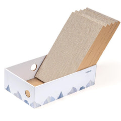 Conlun caja rascador para gatos con doble cara en blanco, ideal para juego y descanso