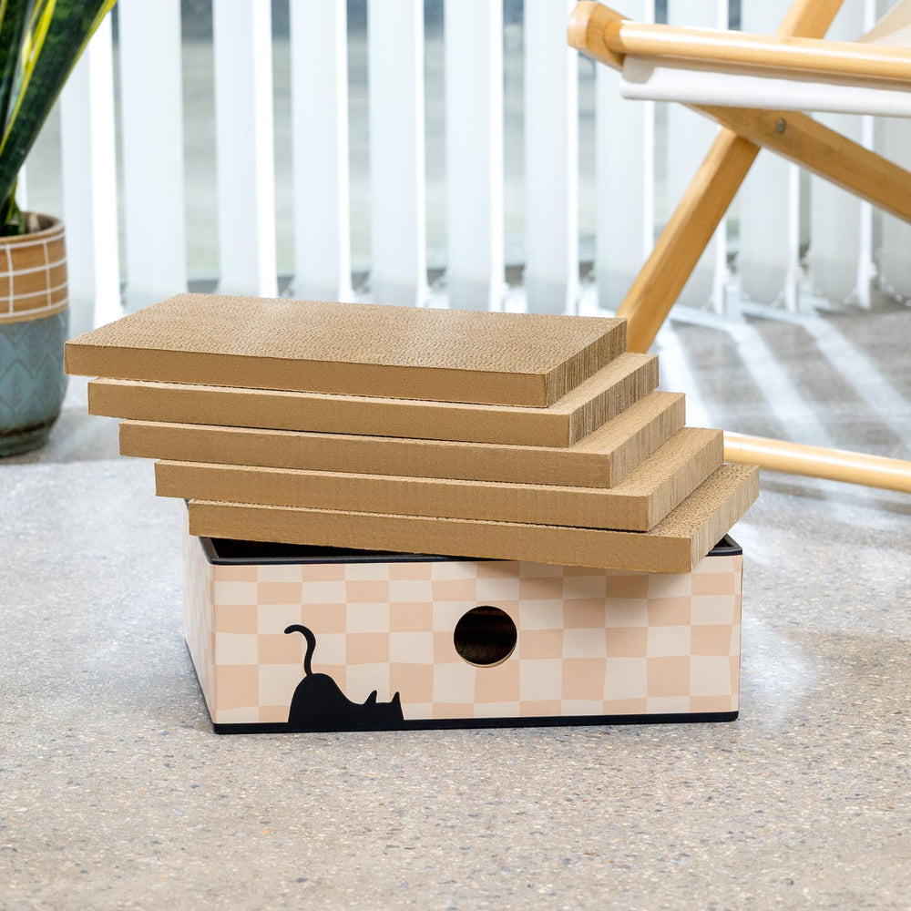 Conlun caja-rascador doble cara durabilidad carton: material reciclado y resistente