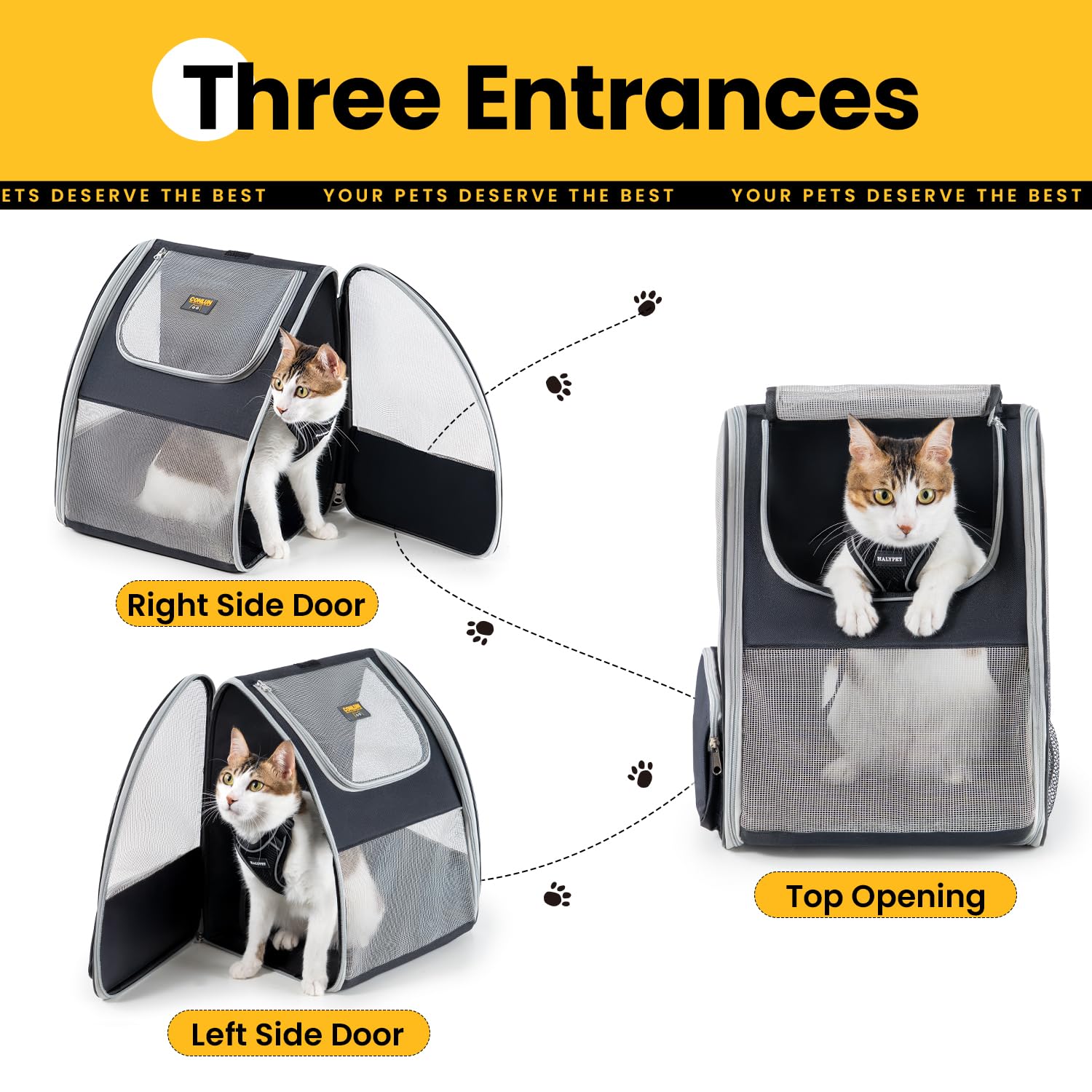 Conlun Mochila portamascotas: diseño ergonómico con correas acolchadas para comodidad durante caminatas.