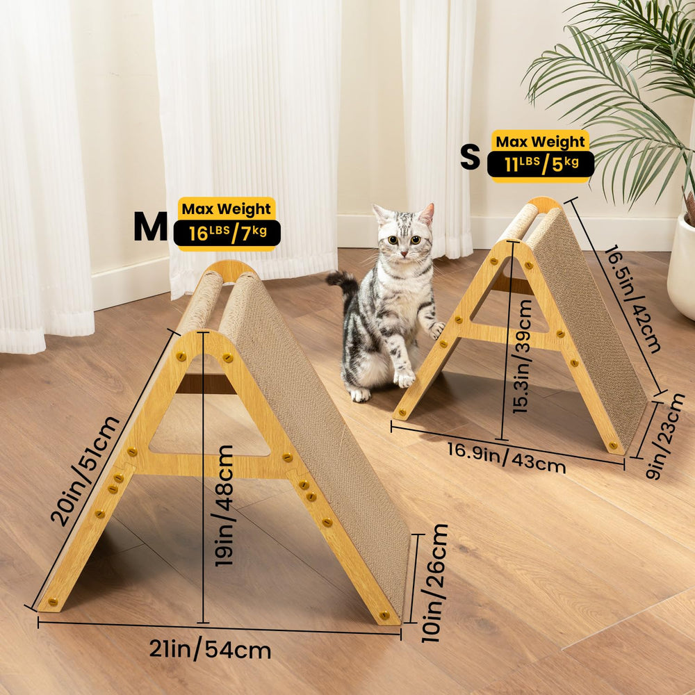 Conlun rascador para gatos con cartón y marco de madera en horizontal para rascar y descansar