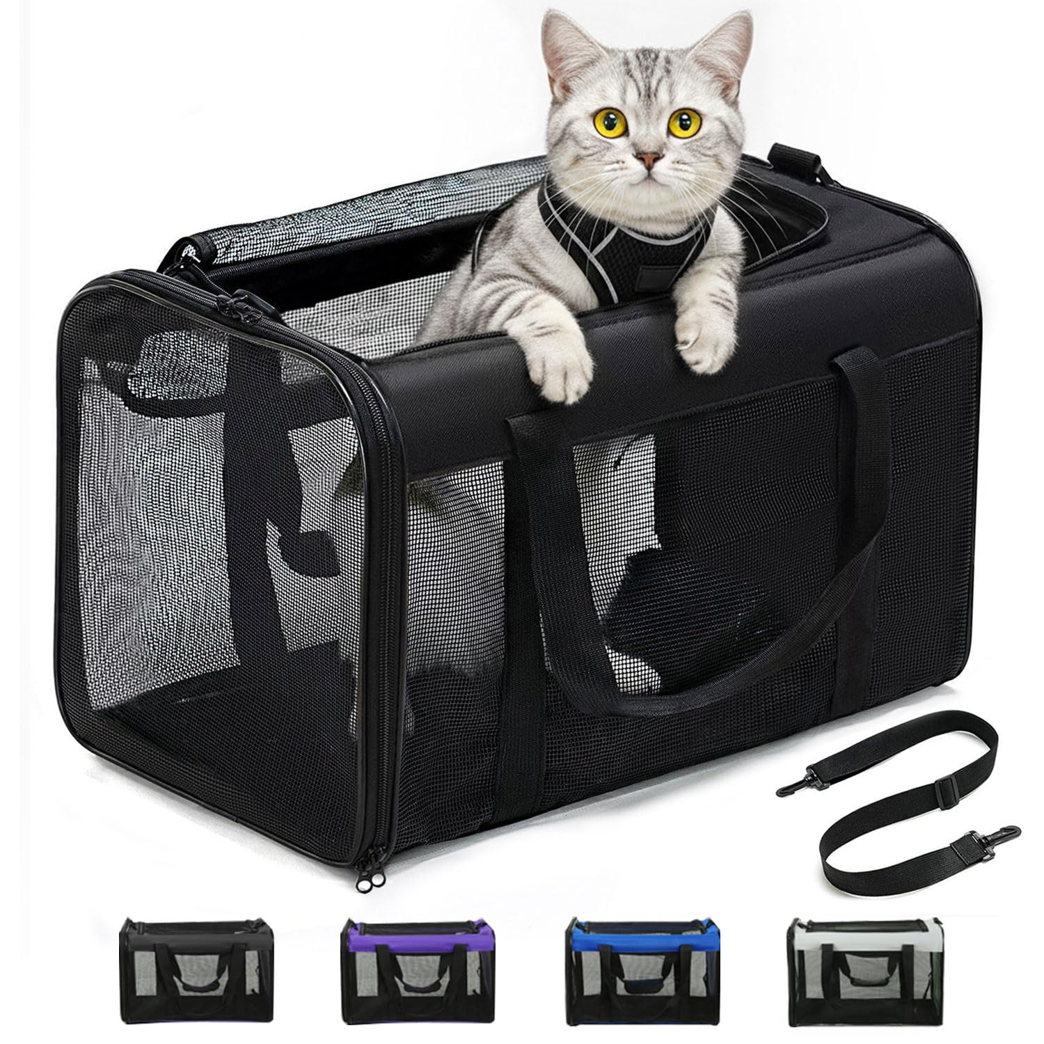 Conlun transportin-gato-frontal: vista frontal, compacto y cómodo para viajar con tu gato.