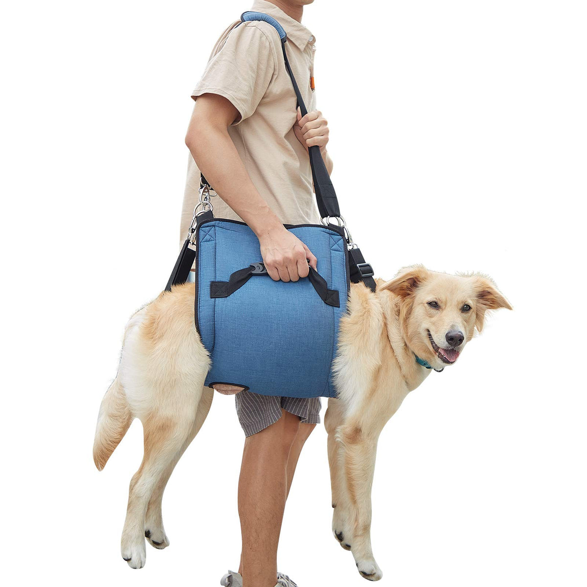 COODEO sling de transporte para perro 2XL azul, manejo suave durante traslados.