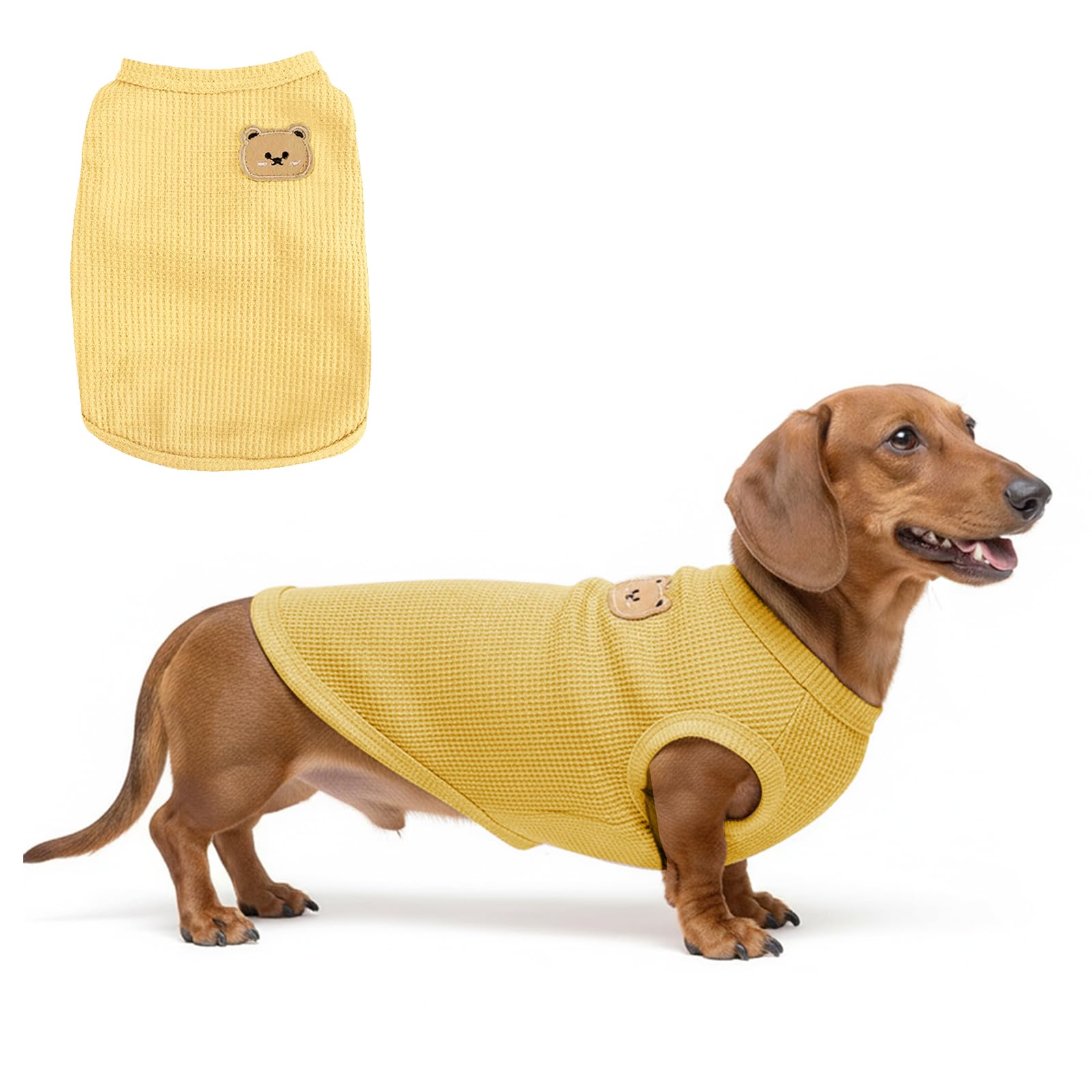 Camiseta COOHAMS para perros pequeños con tejido waffle transpirable, ideal para verano.
