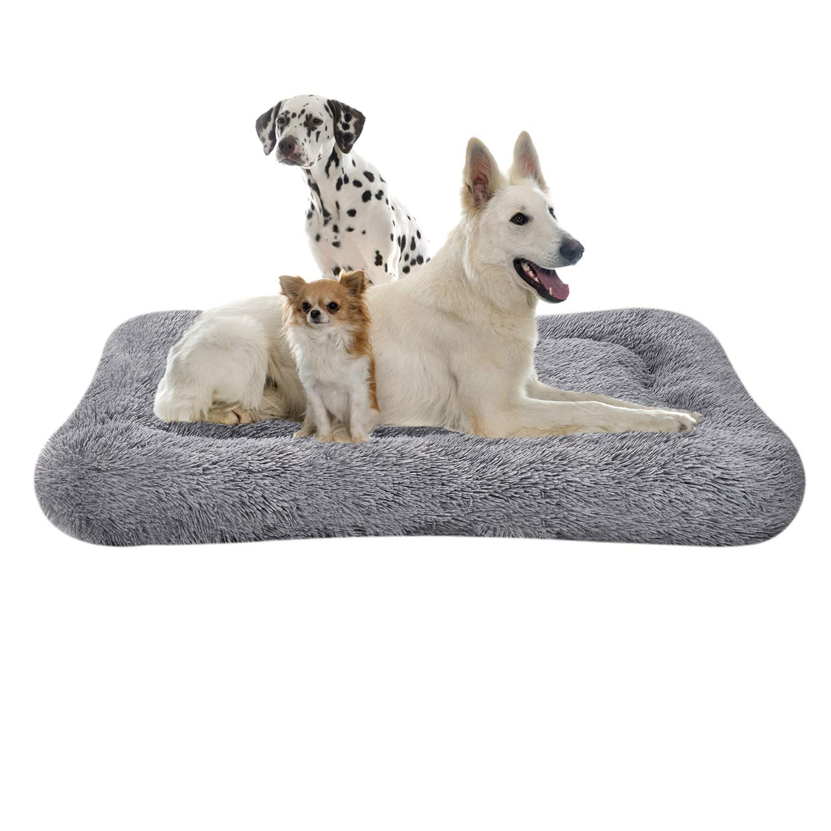 Cama Plush Deluxe de Coohom para perros, vista general gris.