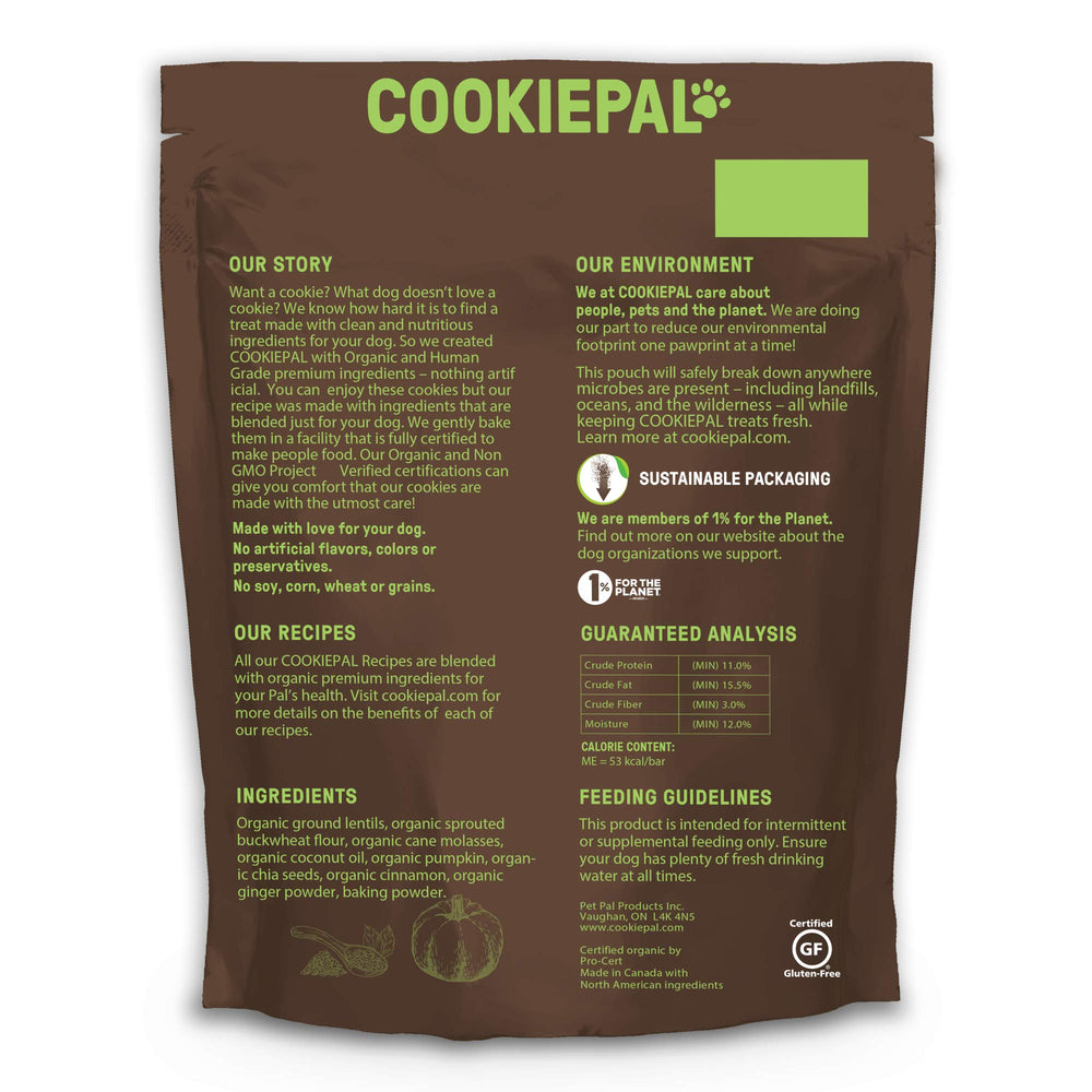 Ingredientes orgánicos de CookiePal: lentejas molidas y harinas.