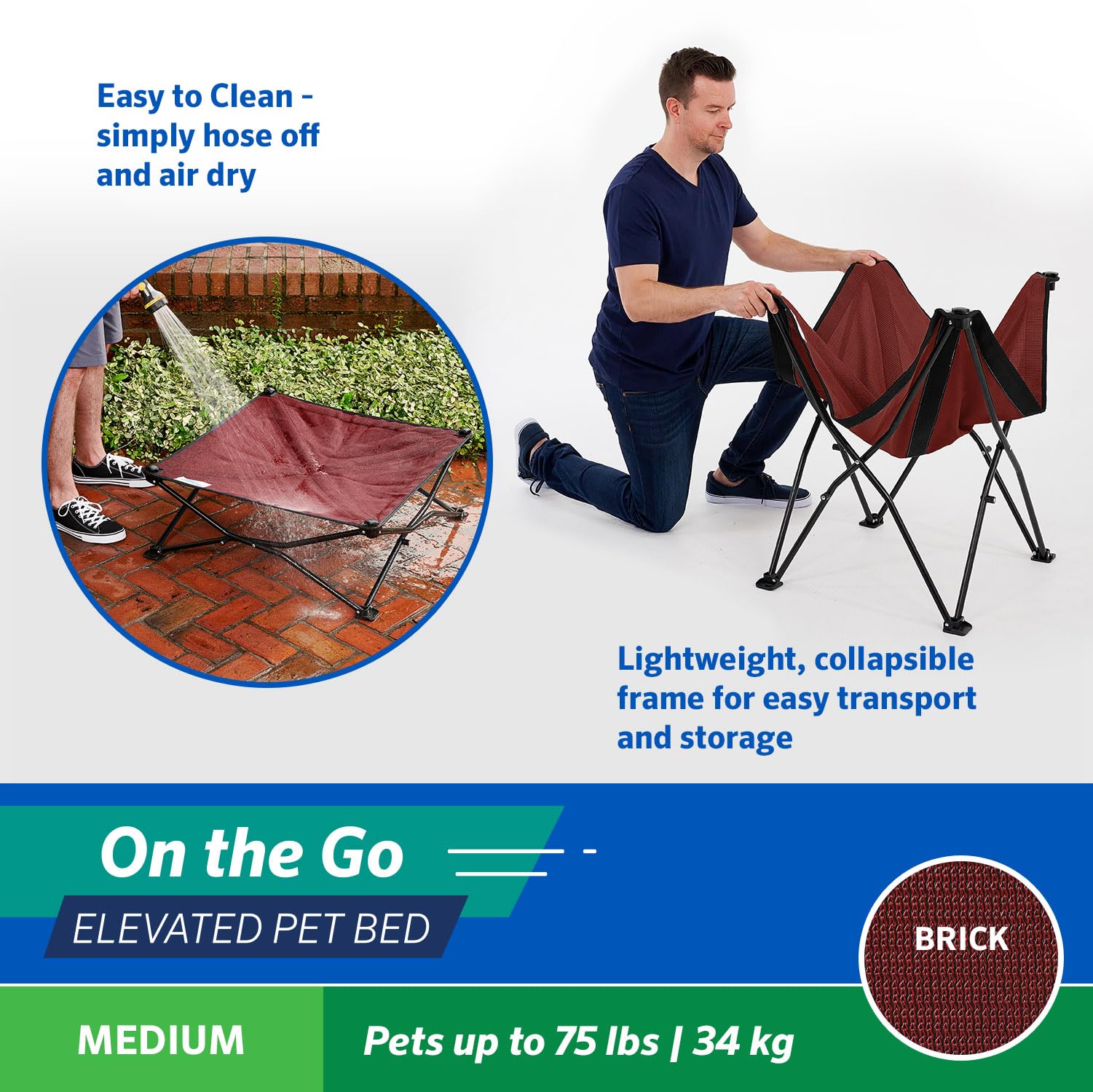 Cama Coolaroo elevada, resistente a la humedad para uso al exterior.