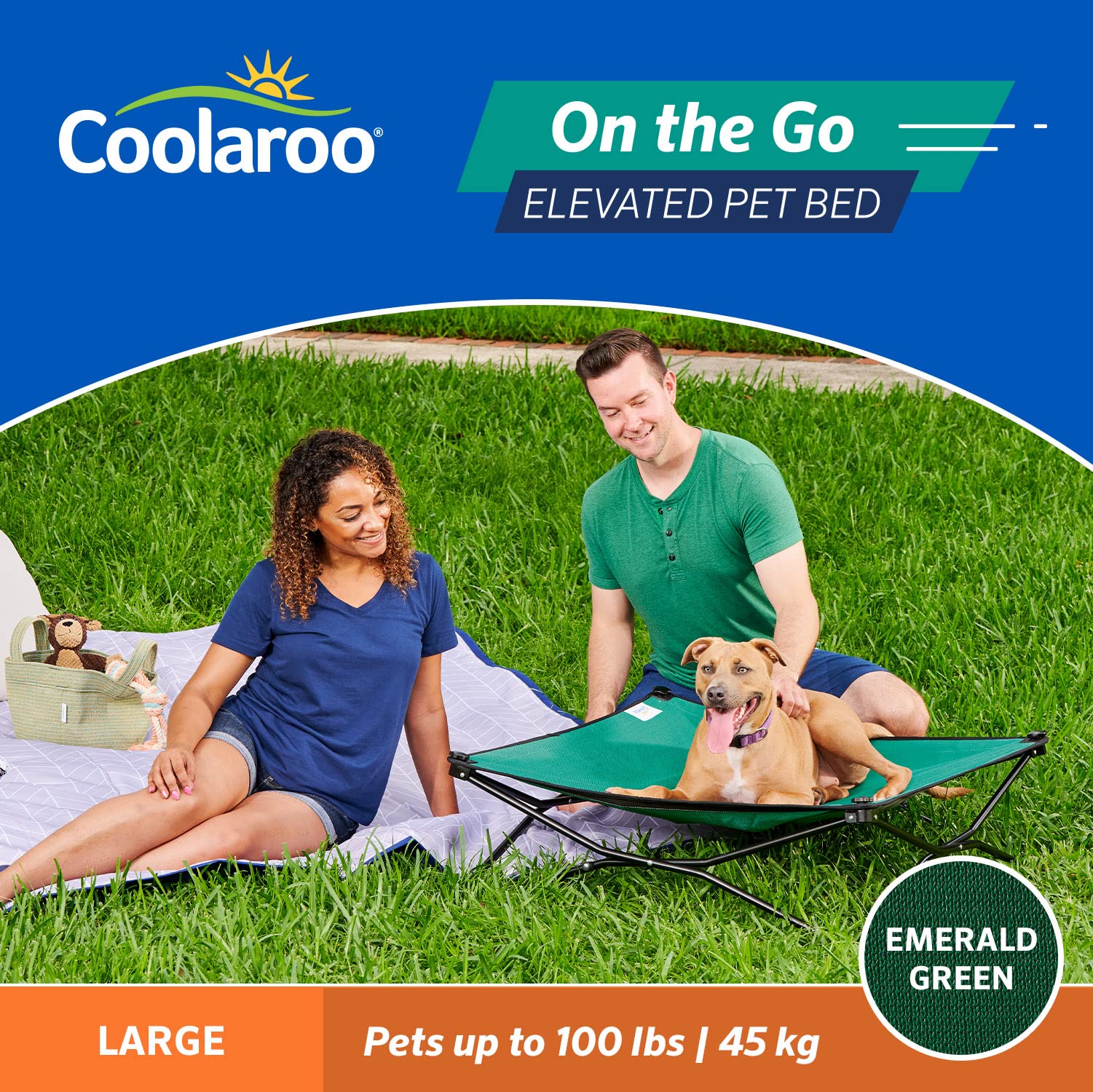 Cama Coolaroo para perro con tejido aireado y flujo 360°, enfriamiento cómodo.