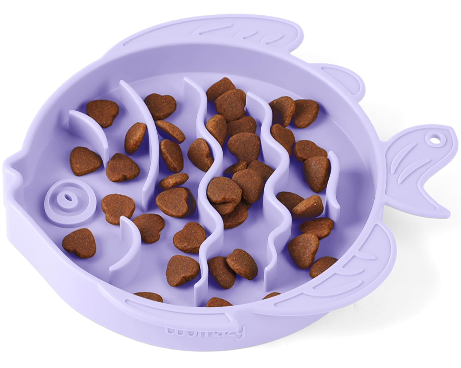 Coomazy alimentador lento de silicona para perros y gatos, tamaño 1-2 tazas, morado.