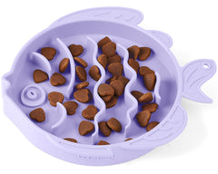 Coomazy alimentador lento de silicona para perros y gatos, tamaño 1-2 tazas, morado.