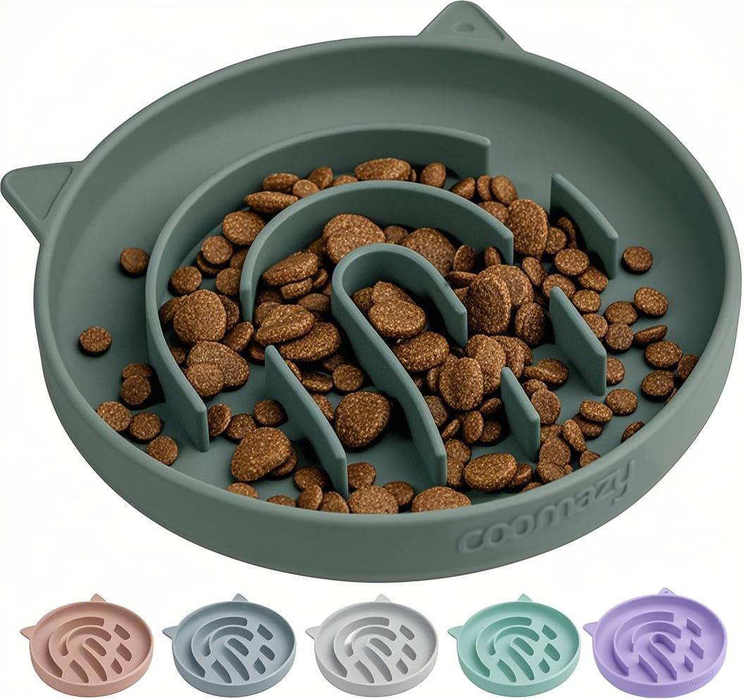 Coomazy comedero lento de silicona 1,4 tazas con laberinto ralentizador para comer despacio