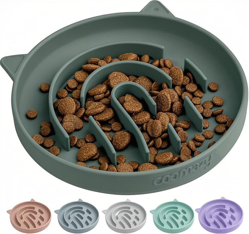 Coomazy comedero lento de silicona 1,4 tazas con laberinto ralentizador para comer despacio