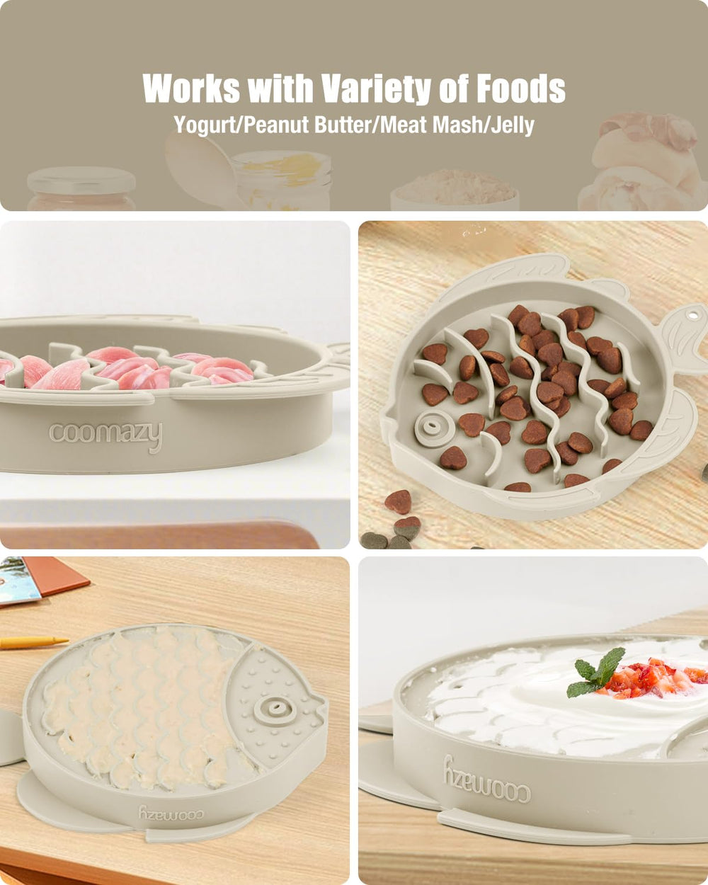 Coomazy cuenco de silicona sin BPA, resistente y seguro para mordidas.