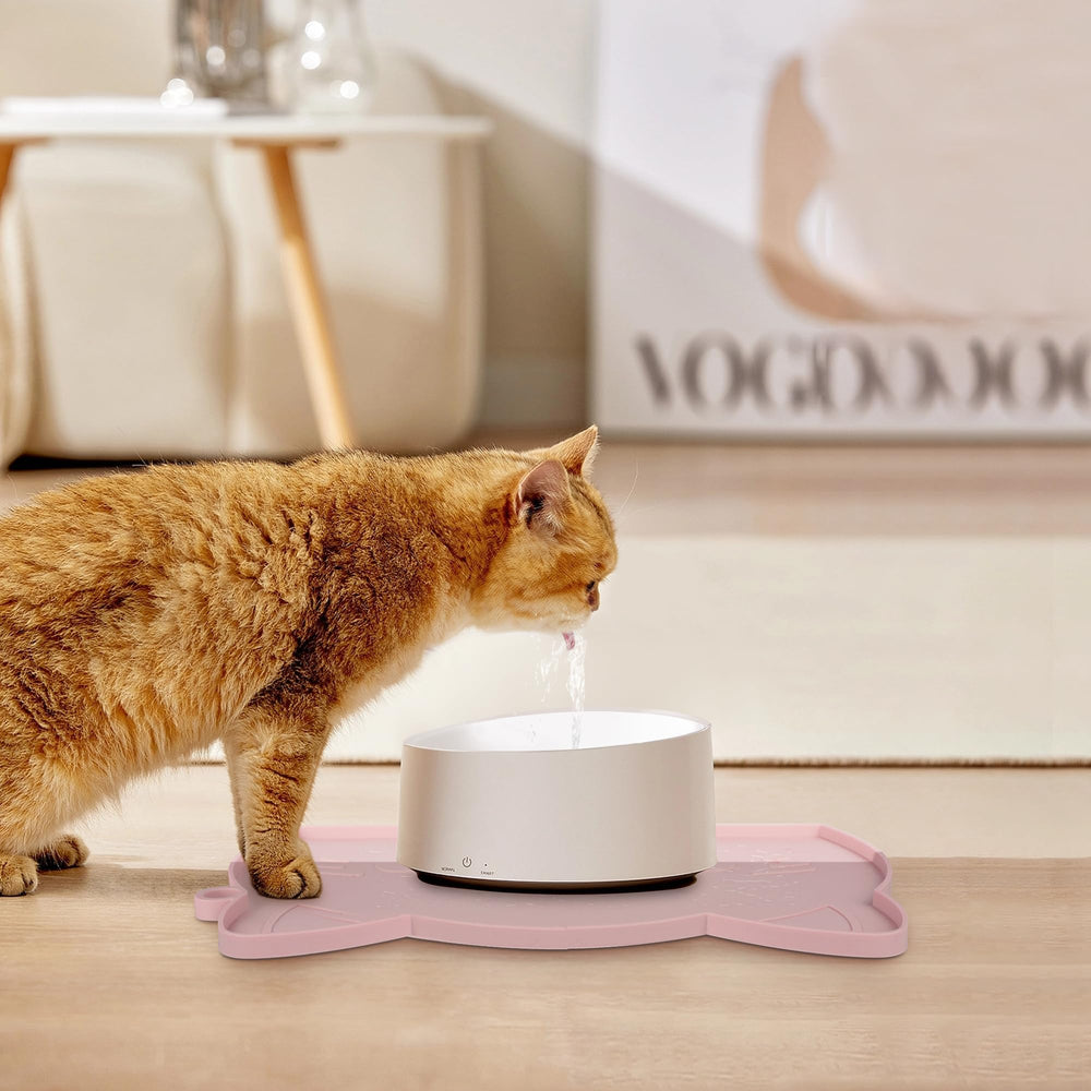 Coomazy alfombrilla rosa mediana para gatos, protege la mesa y evita salpicaduras.