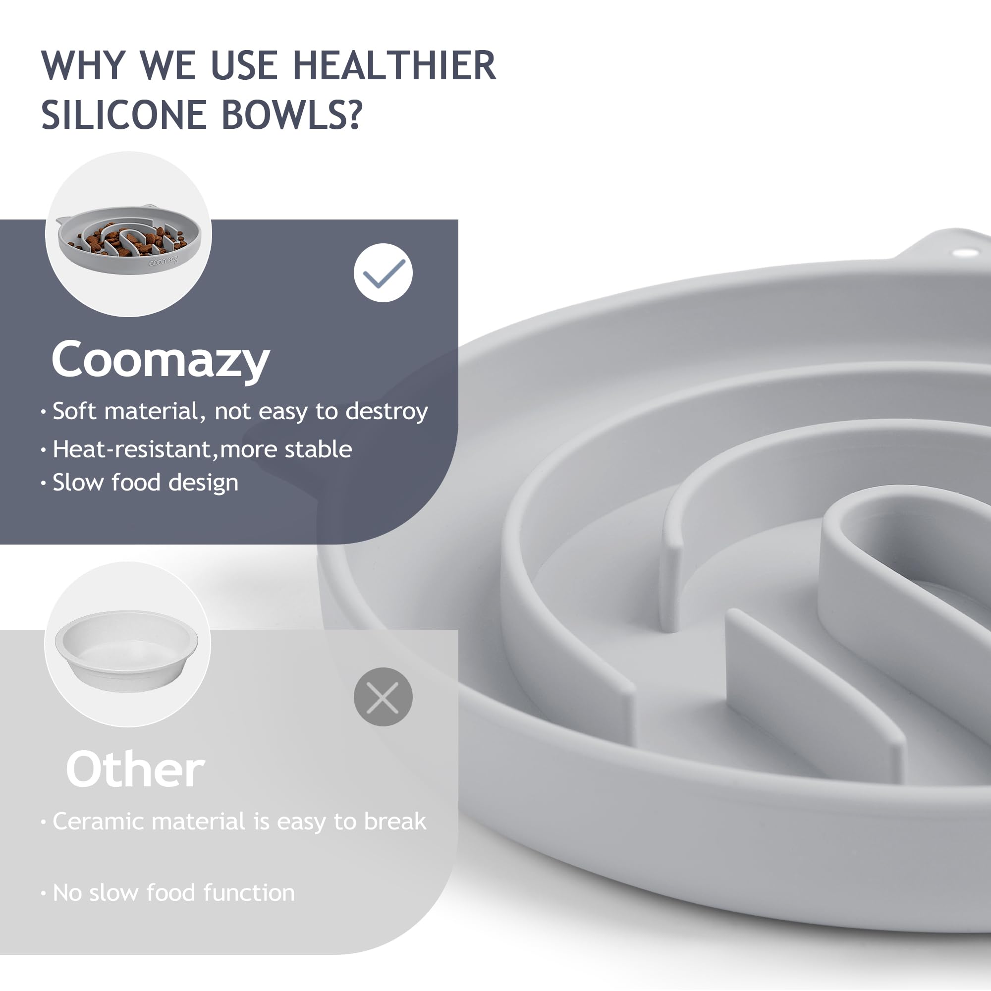 Coomazy plato silicona lavable en lavavajillas para limpieza rápida.