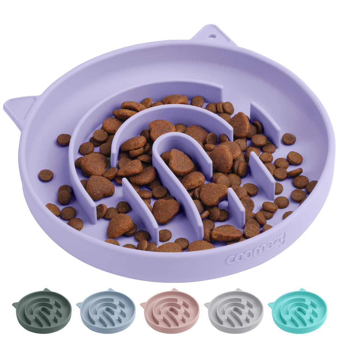 Coomazy tazón alimentacion lenta silicona purpura, ralentiza ingesta