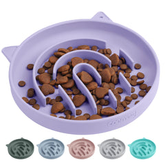 Coomazy tazón alimentacion lenta silicona purpura, ralentiza ingesta