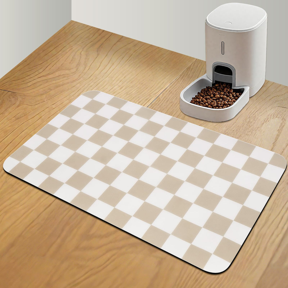 Almohadilla de alimentación para perros CooRug a cuadros, 16x24, ideal para comer limpio.