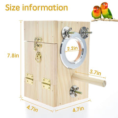 CooShou caja-nido para perico, vista frontal con transparencia para incubación