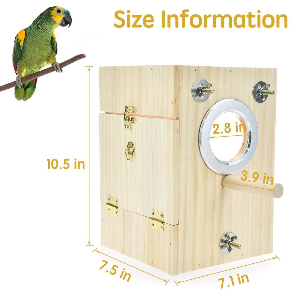 Nido CooShou para loro con madera de pino y acrílico seguro.