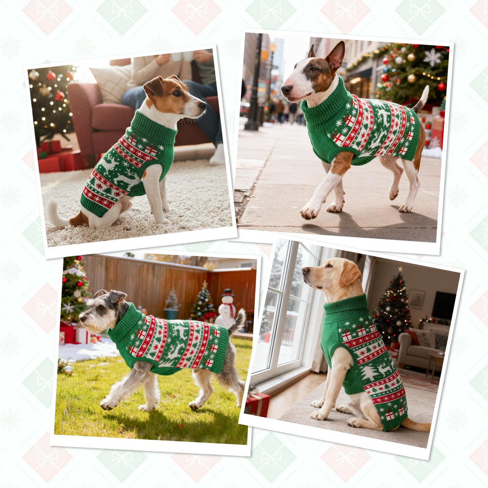 CooShou sudadera navideña para perros con árboles nevados, perfecta para paseos festivos.