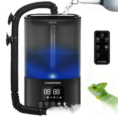 COOSPIDER humedificador reptil 5L en tanque para humedad estable en el terrario.