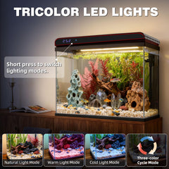 COOSPIDER iluminación LED de 3 colores realza plantas y peces.