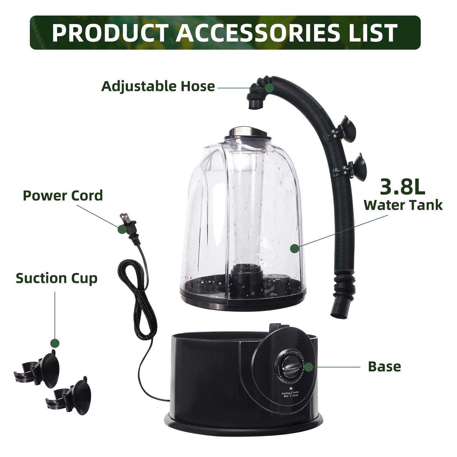 COOSPIDER uso nocturno silencioso, humidificación estable para reptiles