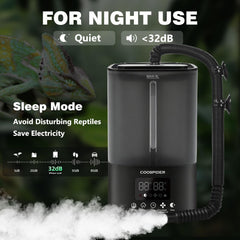 COOSPIDER niebla fina para reptiles con funcionamiento silencioso nocturno.