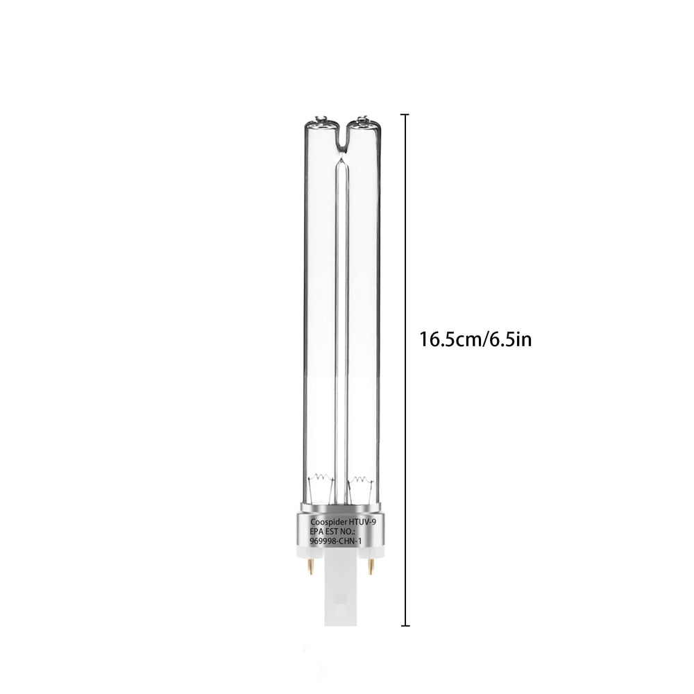 Bulbo UV 9W Coospider-Repta, compatibilidad amplia con filtros de estanque y clarificadores.