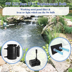 Bulbo UV 9W Coospider-Repta, detalle frontal, facilita instalación y claridad del agua.