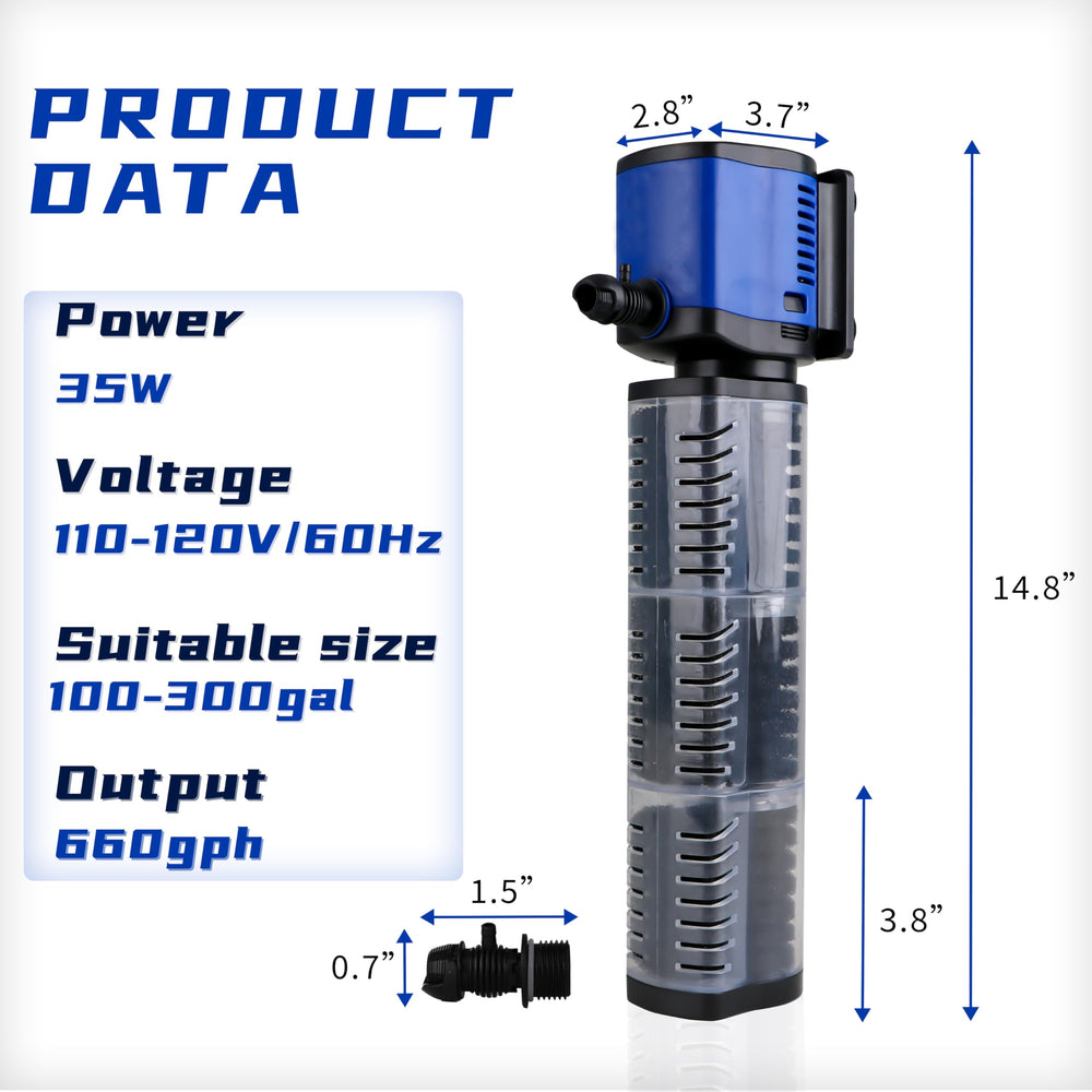 Coospider-Repta filtro acuario 100-300 galones, solución para espacios amplios