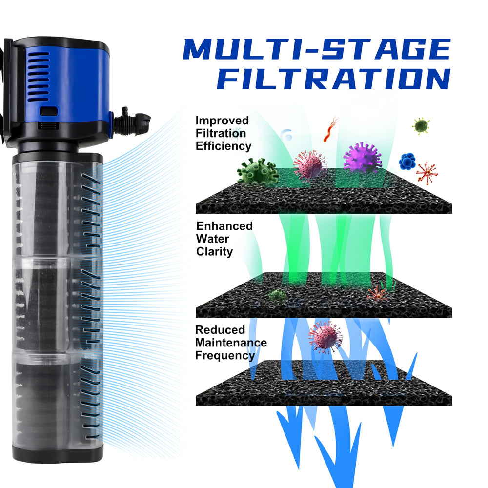 Coospider-Repta filtro acuario espuma tres niveles para agua clara