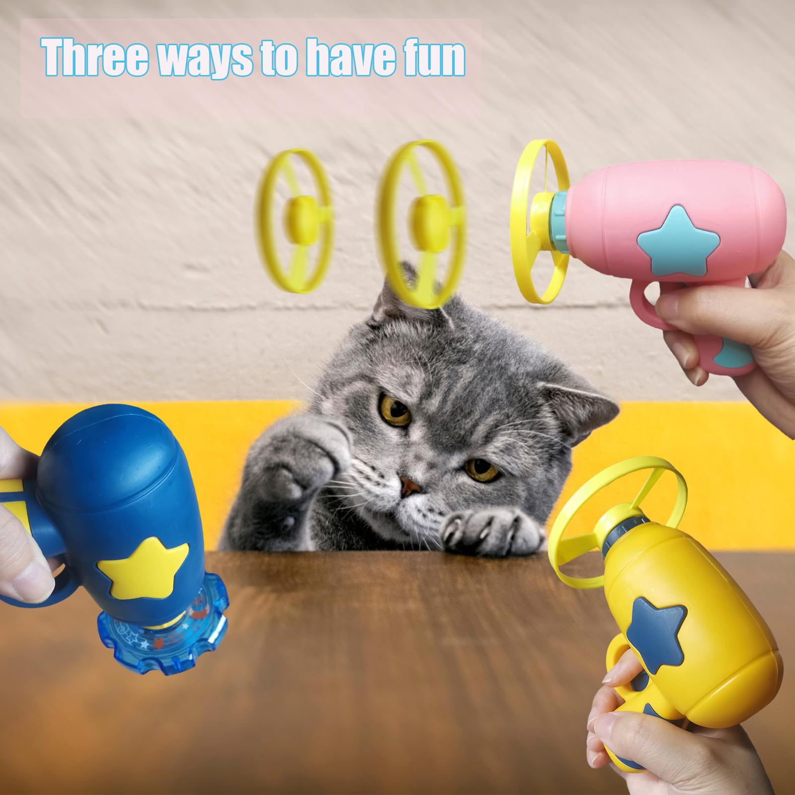 Cooway hélices de colores variados atraen al gato y mantienen la curiosidad.