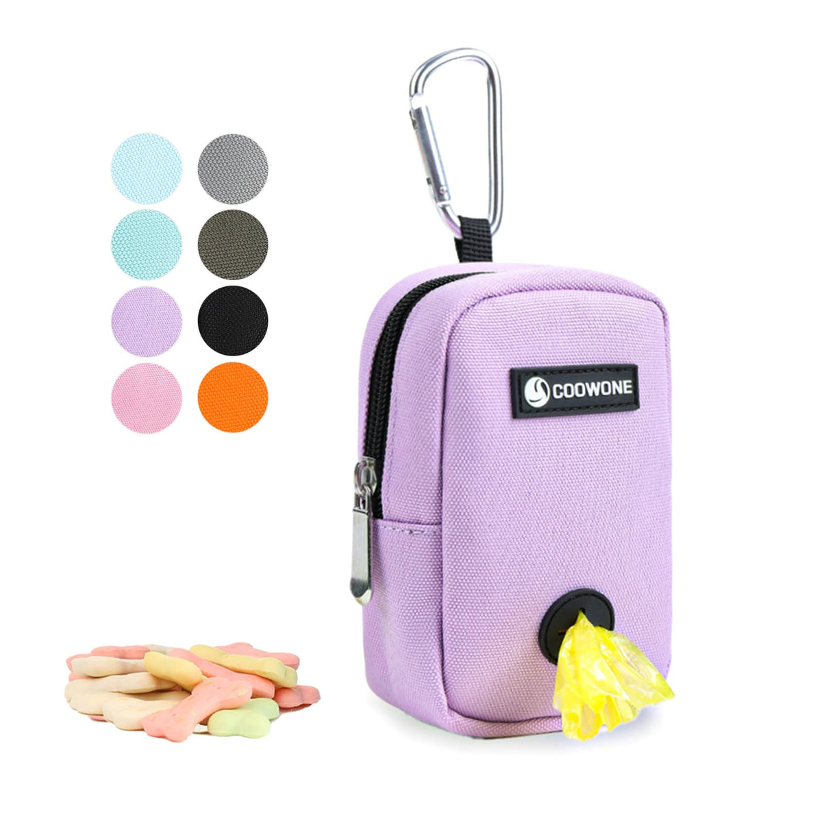 COOWONE bolsa-tratitos-perro-dispensador morada para entrenamiento con recompensa y fácil acceso