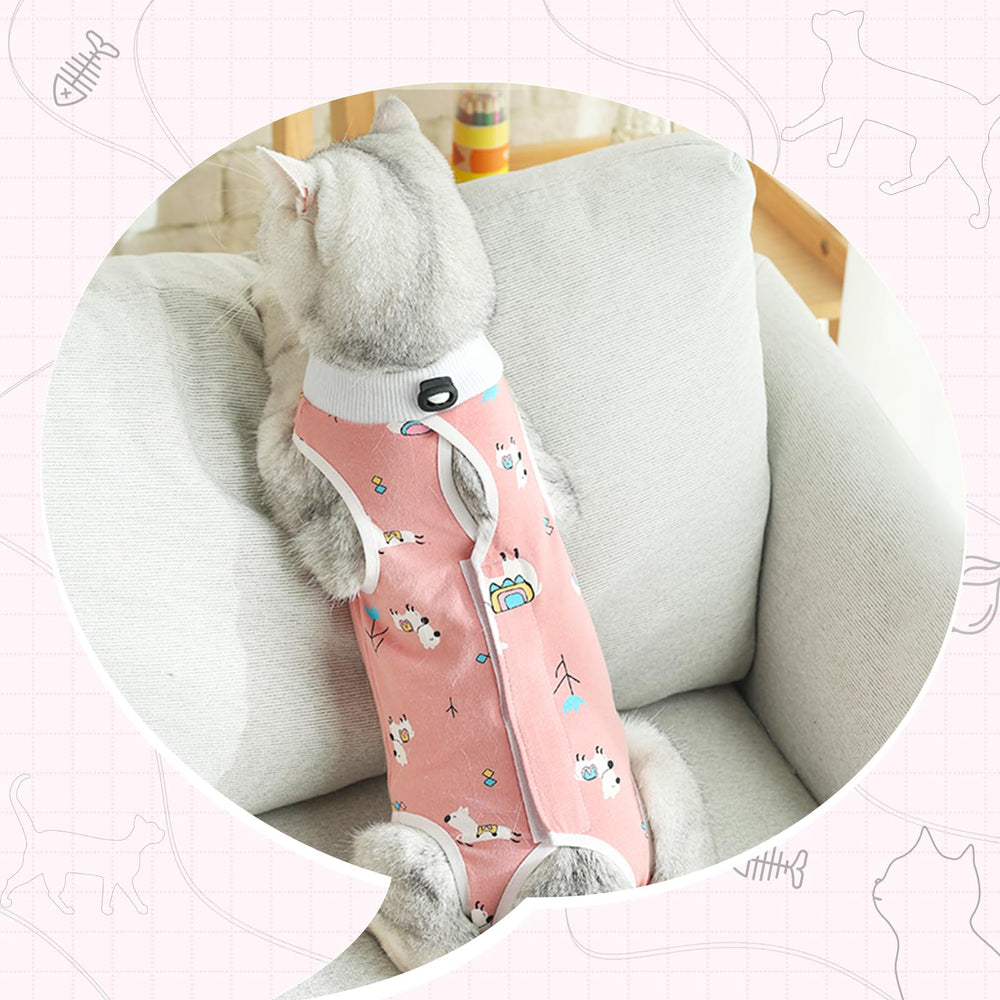 Coppthinktu ajuste cuello elastico traje gato: cuello cómodo y correcto durante la recuperación.