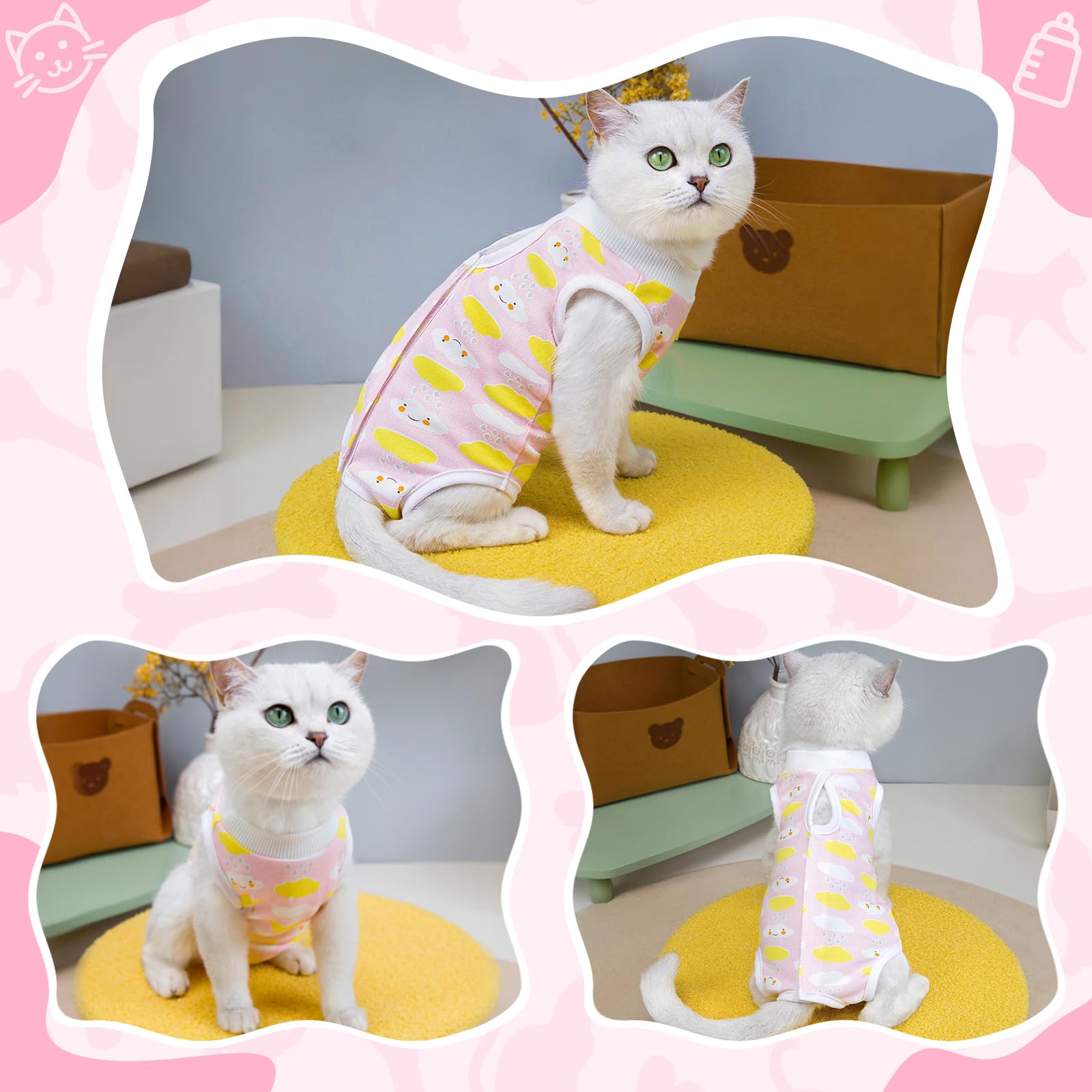 Coppthinktu traje de recuperación para gata, tela suave transpirable para uso diario