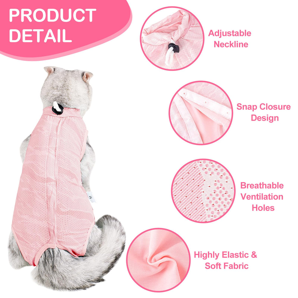 Coppthinktu onesie gato después de cirugía, acceso cómodo para comer y dormir.