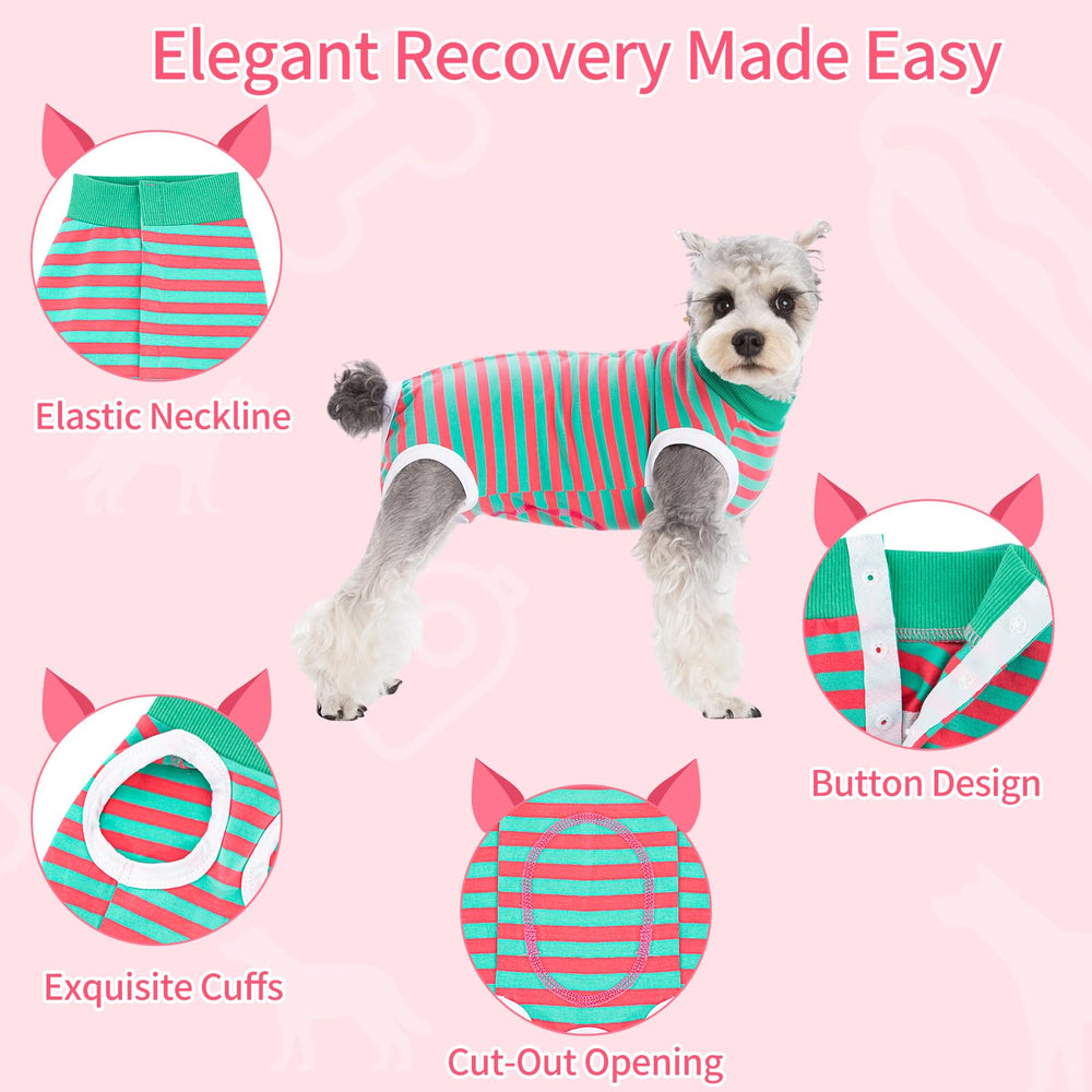 Coppthinktu Recovery Suit para perros, vista lateral, protege la herida sin limitar movimientos.