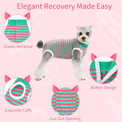 Coppthinktu Recovery Suit para perros, vista lateral, protege la herida sin limitar movimientos.