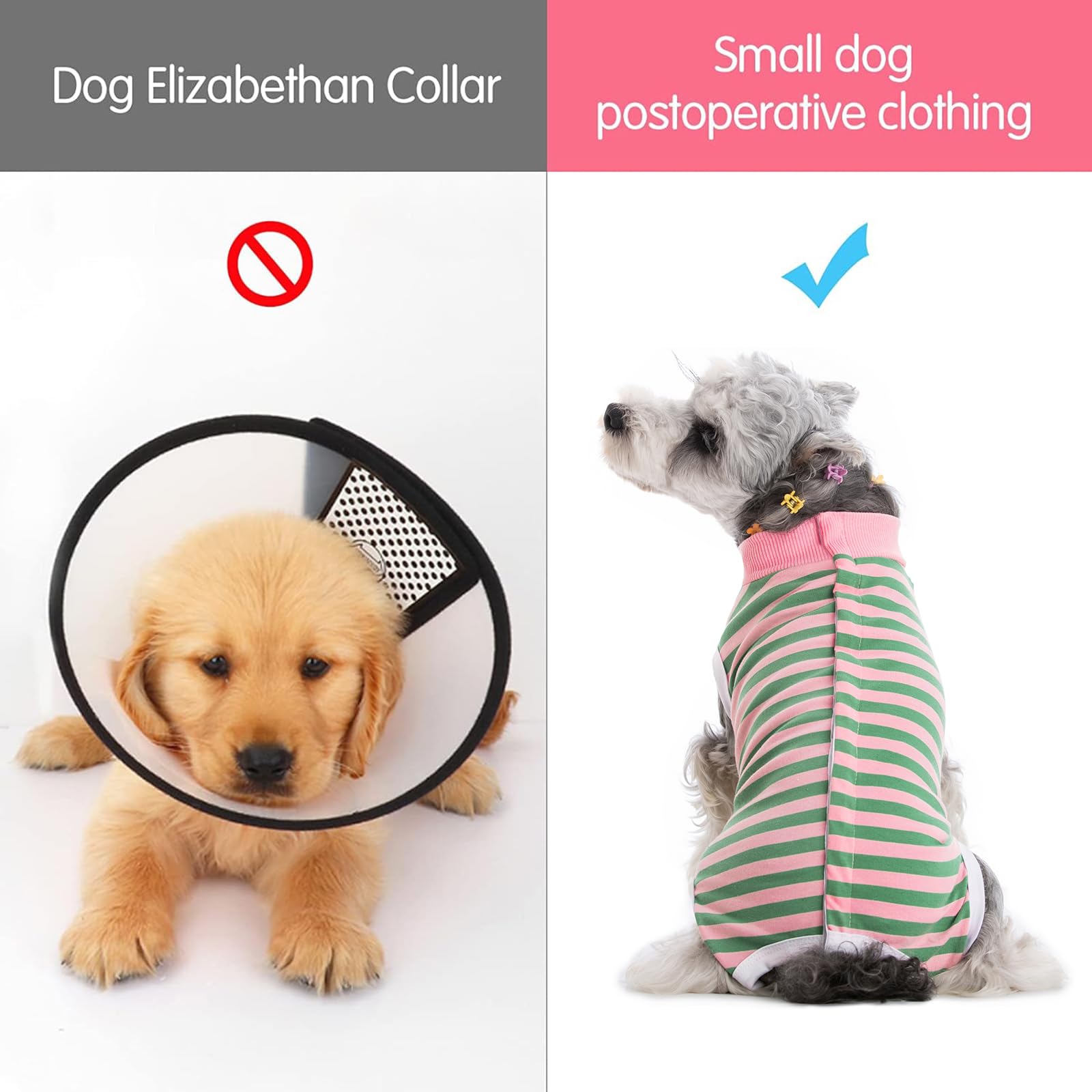 Coppthinktu Recovery Suit para posoperatorio, tamaño ajustable para perros pequeños y medianos.