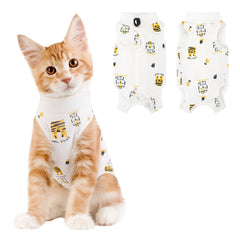 Coppthinktu traje de recuperación para gato, frontal, protege heridas y evita lamido.